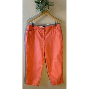 COPY - Talbots Curvy Ankle Pants Size Petite 12P x 22" Inseam Orange Cotton Spa…